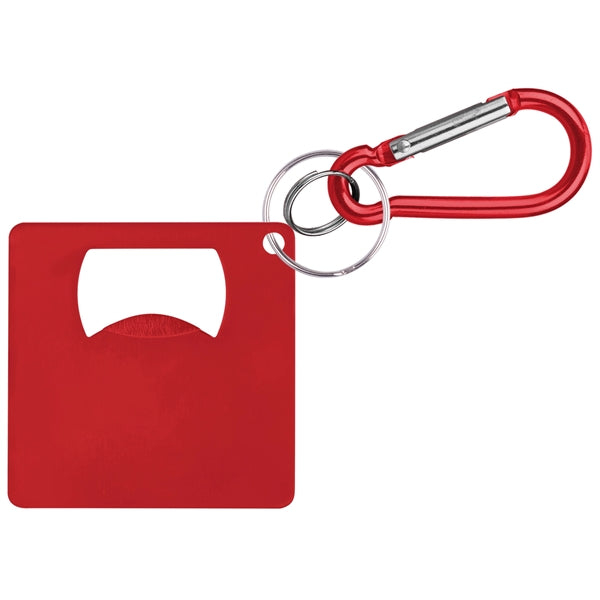 Large Square Shaped Bottle Opener with Carabiner