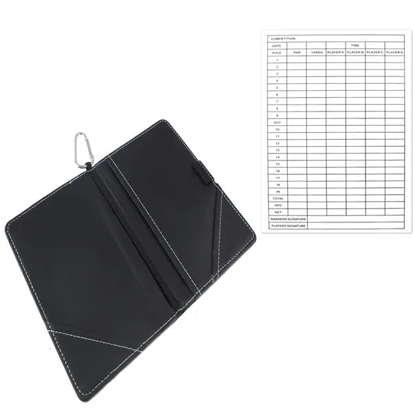 PU Leather Golf Notebook Tracking Card Pens Score Book