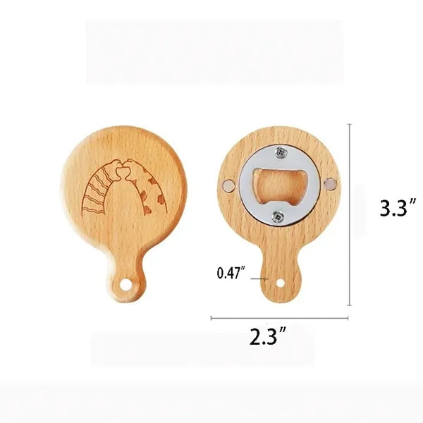 Eco Friendly Magnetic Wooden Bottle Opener w/Hanging Hole