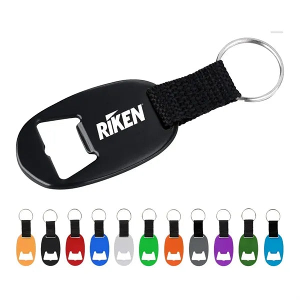 Oval Bottle Opener Keychain w/ Strap