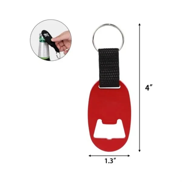 Oval Bottle Opener Keychain w/ Strap