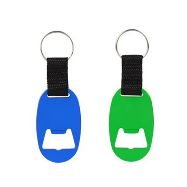 Oval Bottle Opener Keychain w/ Strap