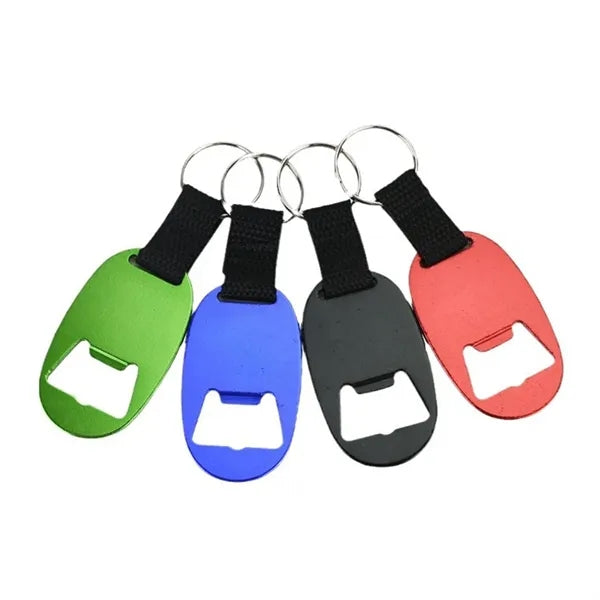 Oval Bottle Opener Keychain w/ Strap