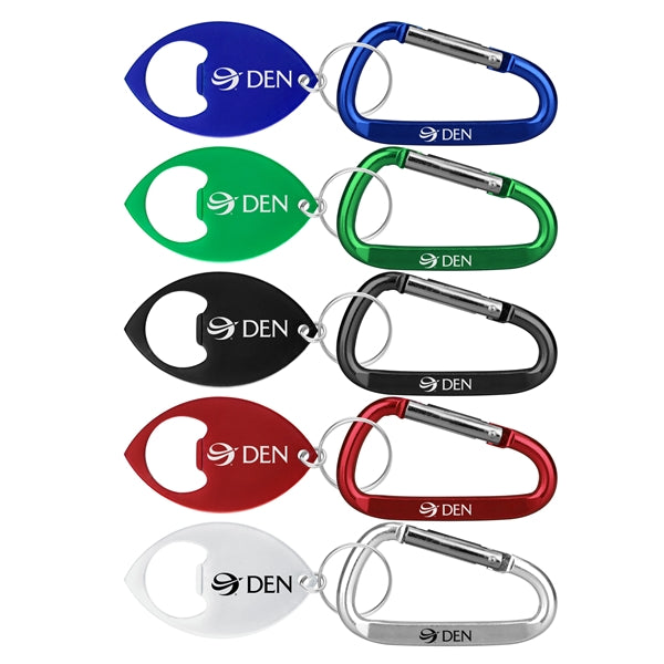Football Shaped Bottle Opener with Key Ring and Carabiner