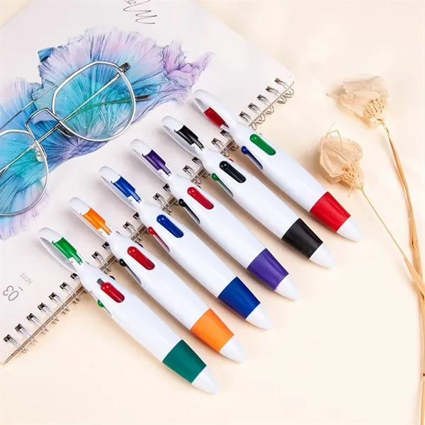 4-in-1 Retractable Multicolor Ballpoint Pen w/Carabiner