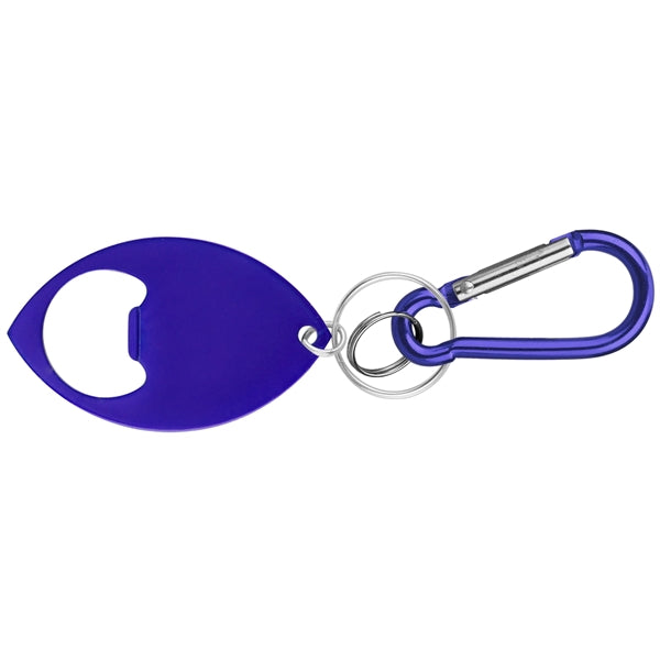 Football Shaped Bottle Opener with Key Ring and Carabiner