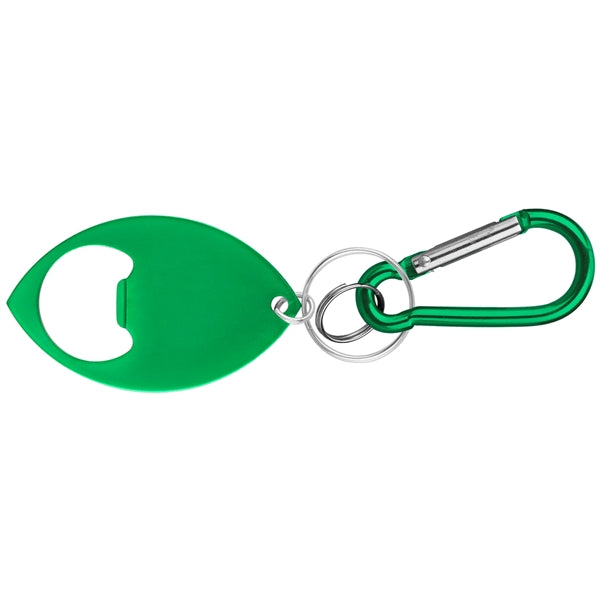 Football Shaped Bottle Opener with Key Ring and Carabiner
