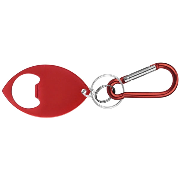 Football Shaped Bottle Opener with Key Ring and Carabiner