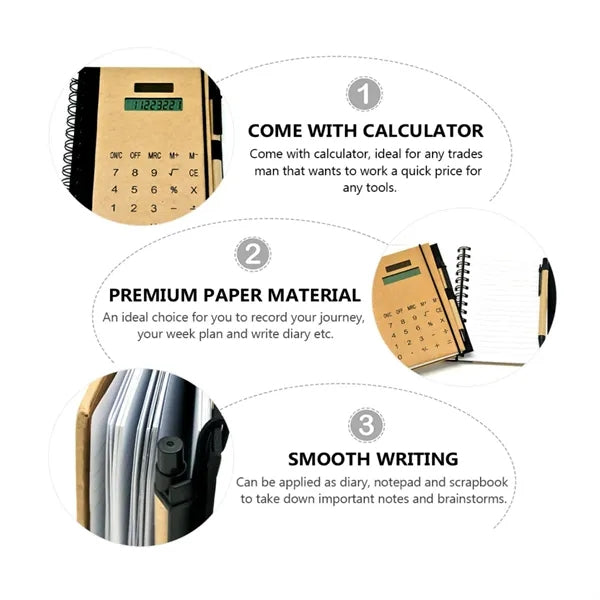 Spiral Desktop Memo Pad Notebook With Calculator