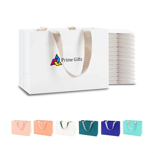 10 X 13 Inch Custom Paper Gift Bags with Ribbon Handles