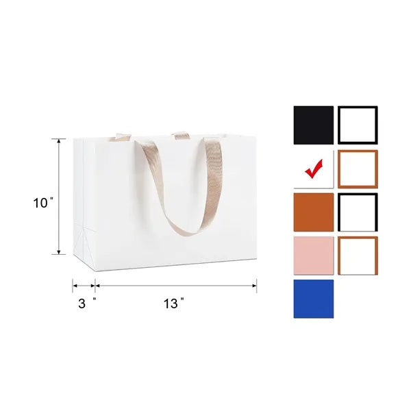 10 X 13 Inch Custom Paper Gift Bags with Ribbon Handles