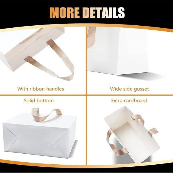 10 X 13 Inch Custom Paper Gift Bags with Ribbon Handles