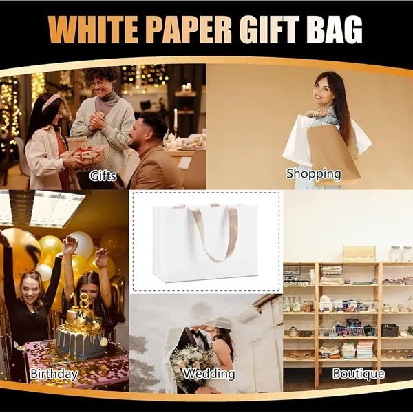 10 X 13 Inch Custom Paper Gift Bags with Ribbon Handles