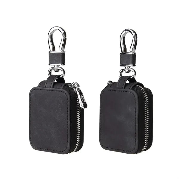 PU Leather Earphones Case with Mesh Pocket & Keychain
