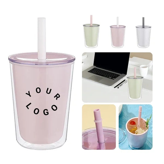 Double-Layer Straw Cup with Heat Resistance