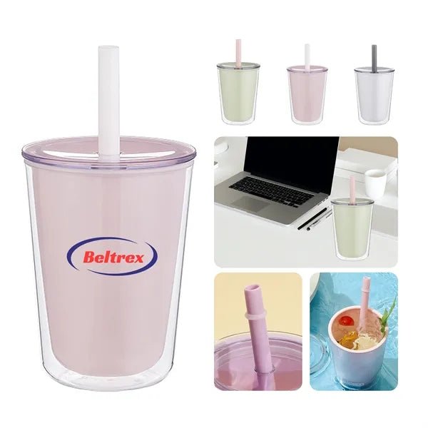 Double-Layer Straw Cup with Heat Resistance
