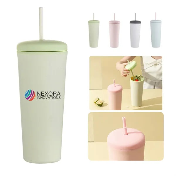 Large Capacity Double-Layer Straw Cup