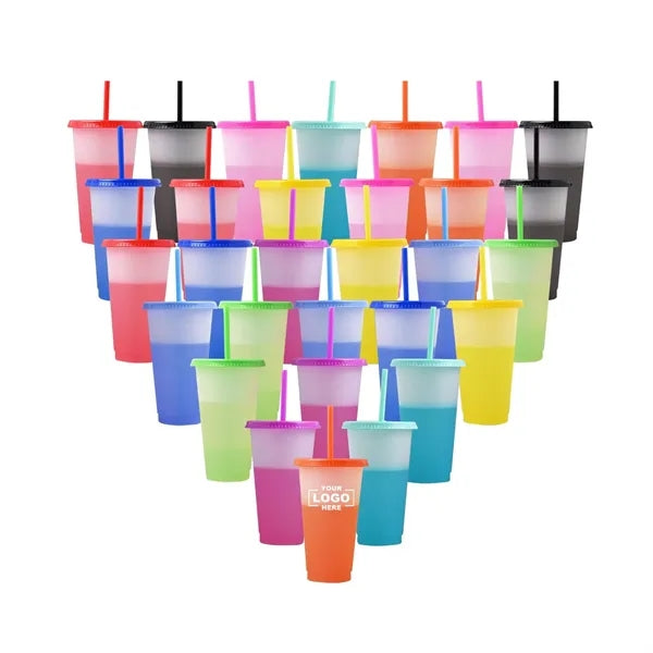 24 oz PP Mood Stadium Tumbler with Lids and Straws