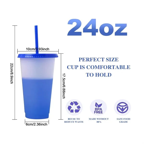 24 oz PP Mood Stadium Tumbler with Lids and Straws