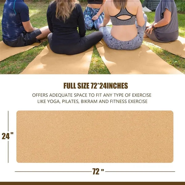 72inch Eco-Friendly Cork TPE Yoga Mat with Carrying Strap