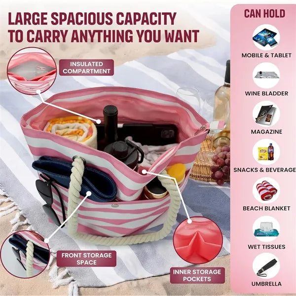 Beach Wine Leakproof Cooler Tote Bag