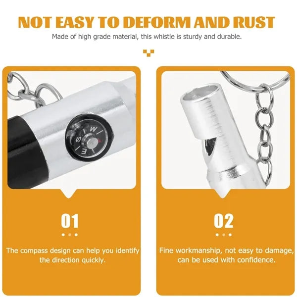 Aluminum Alloy Emergency Flashlight Whistle with Keychain