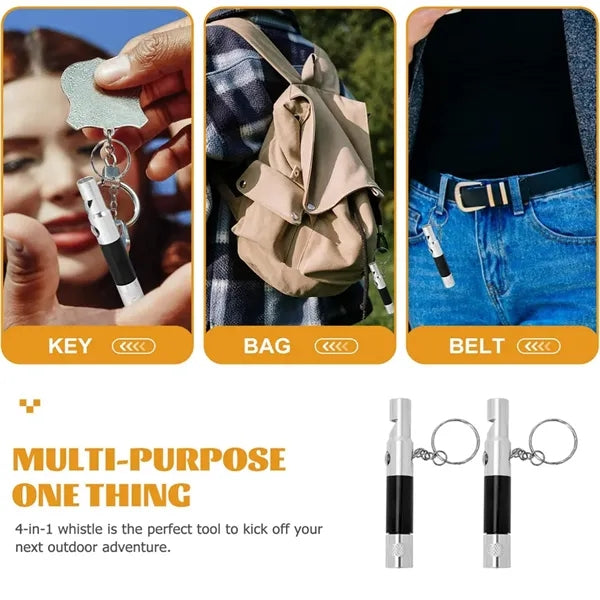 Aluminum Alloy Emergency Flashlight Whistle with Keychain
