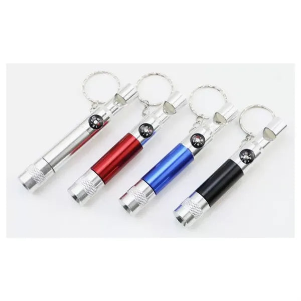 Aluminum Alloy Emergency Flashlight Whistle with Keychain