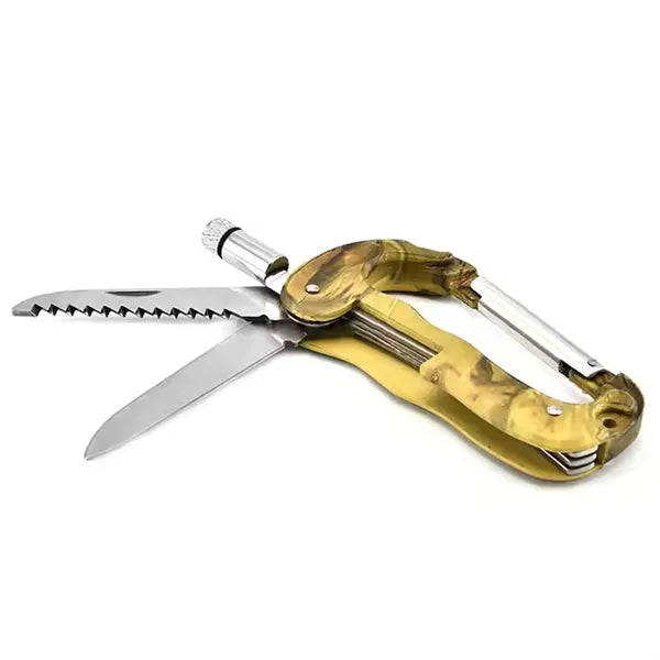 D Type Multi-function Carabiner Knife with Led Light