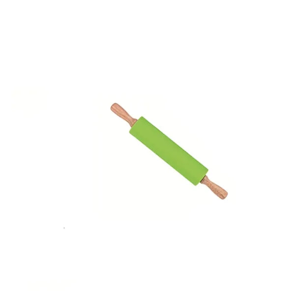 Non-Stick Silicone Rolling Pin w/ Wooden Handle