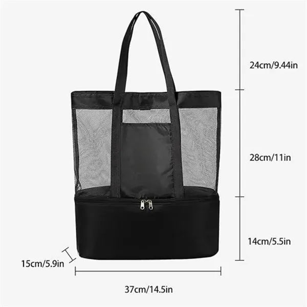 Beach Mesh Tote Bag with Cooler Compartment