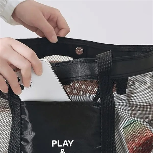 Beach Mesh Tote Bag with Cooler Compartment