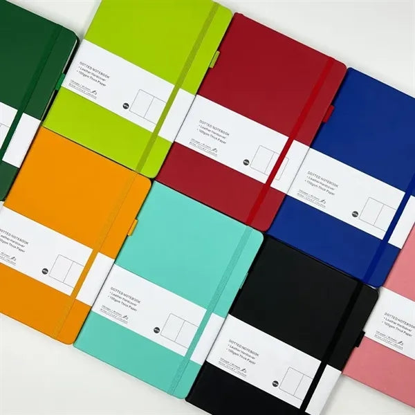 A5 Debossed 100gsm Dotted Paper Leather Notebook