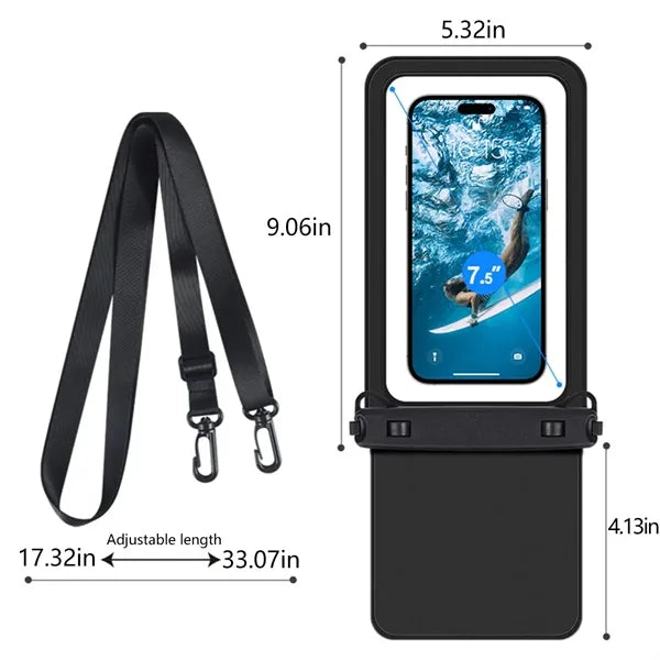 Waterproof Phone Pouch IPX8 Touchscreen for Beach & Swimming