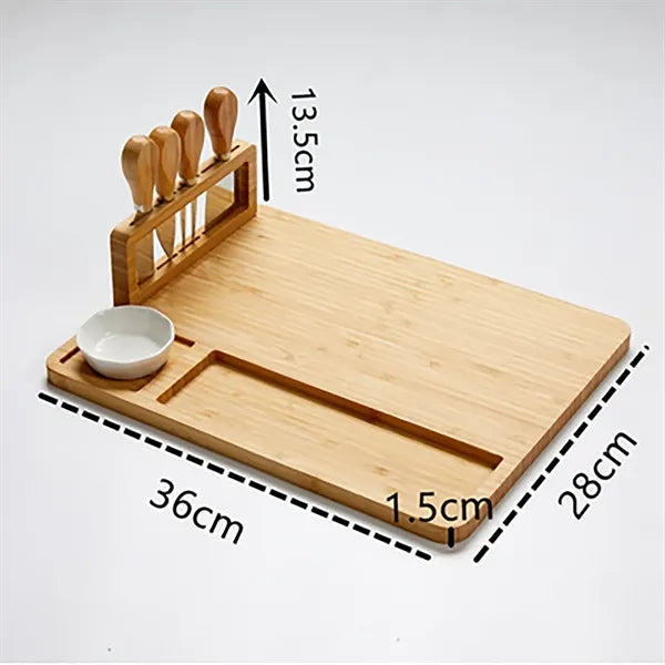 Cheese Bamboo Chopping Board W/ 4 Cutters