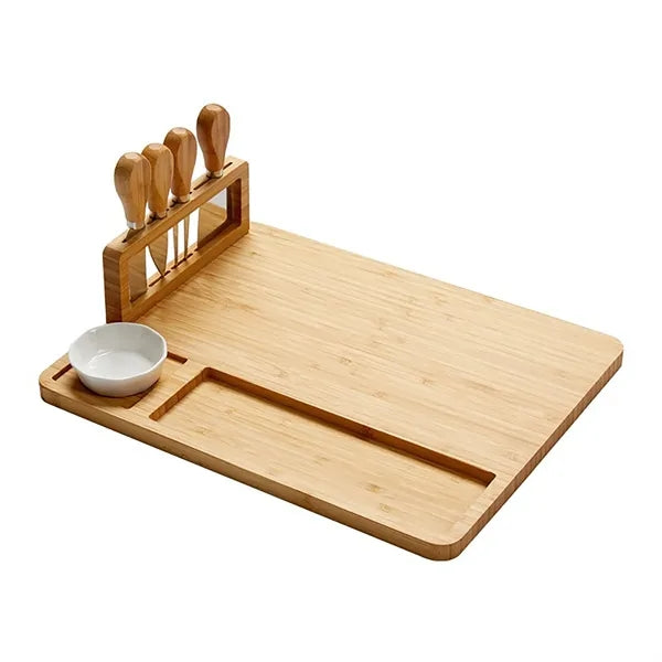 Cheese Bamboo Chopping Board W/ 4 Cutters