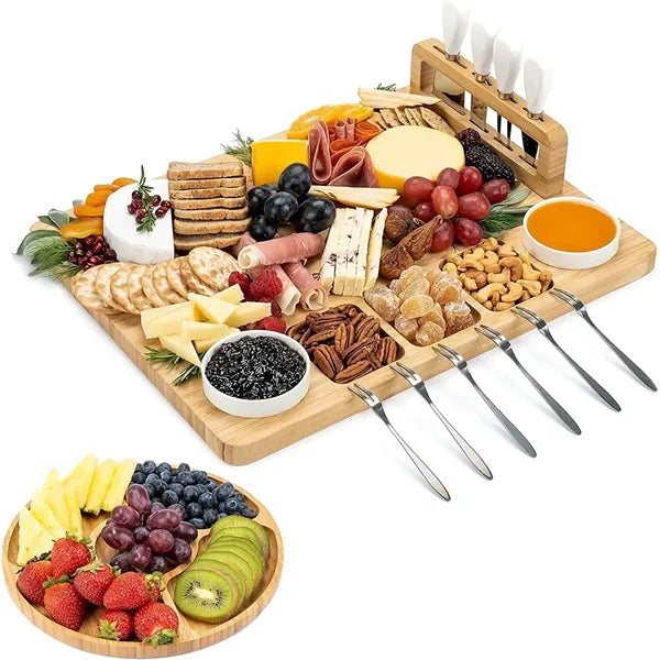 Cheese Bamboo Chopping Board W/ 4 Cutters