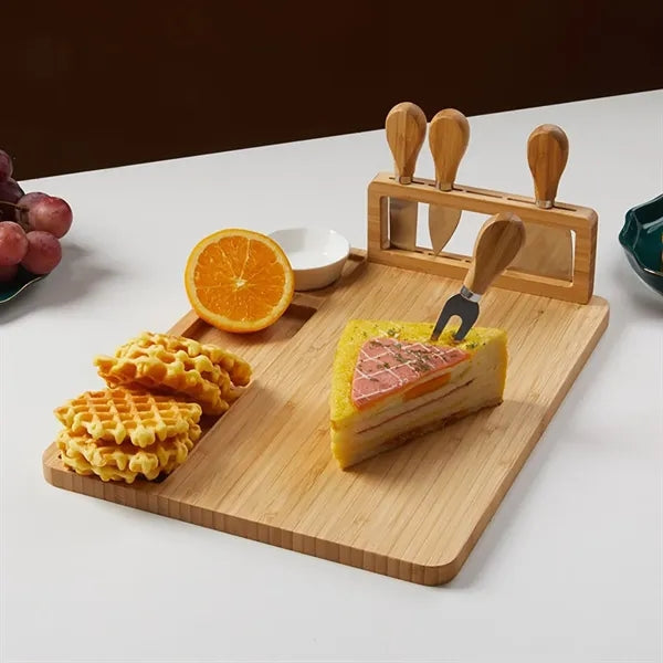 Cheese Bamboo Chopping Board W/ 4 Cutters