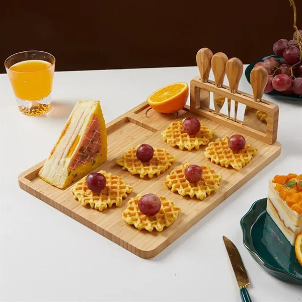 Cheese Bamboo Chopping Board W/ 4 Cutters