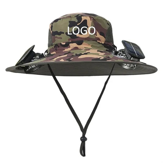 Sun Hat with 2 Solar Fan Wide Brim for Outdoor Summer
