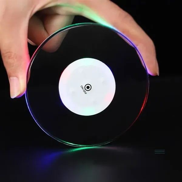 LED Luminous Ultra-Thin Crystal Waterproof Round Coasters