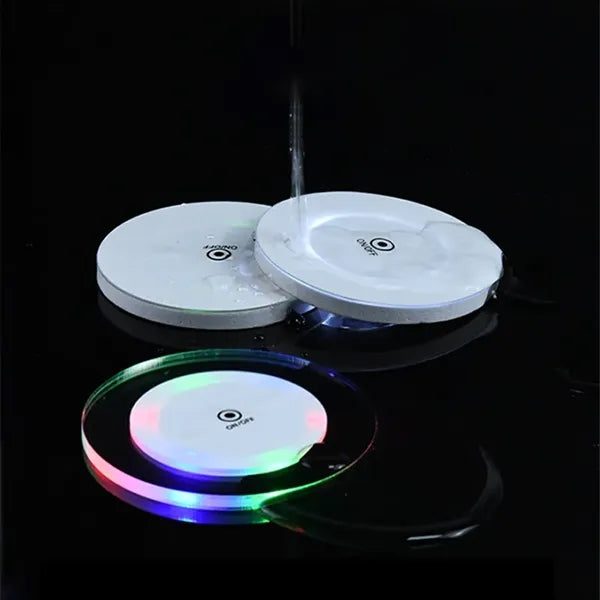 LED Luminous Ultra-Thin Crystal Waterproof Round Coasters