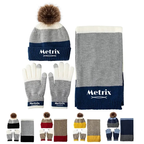 Kids' Winter Knit Hat, Scarf, and Gloves Set