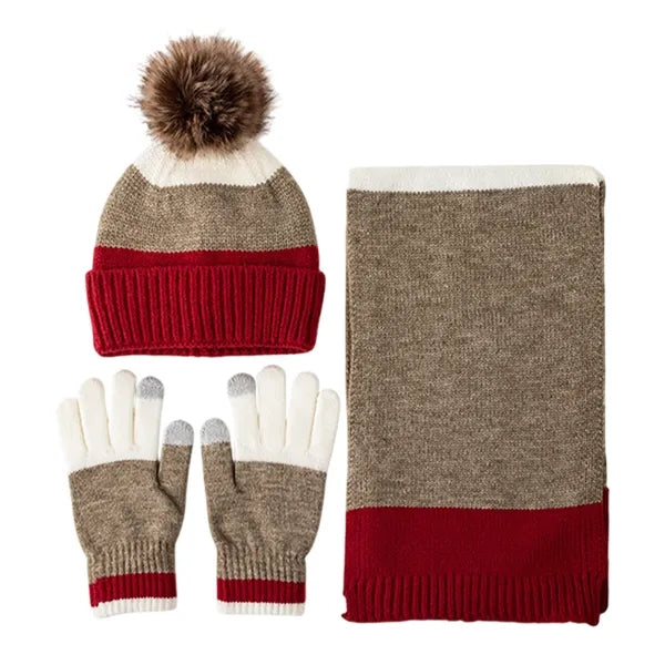 Kids' Winter Knit Hat, Scarf, and Gloves Set