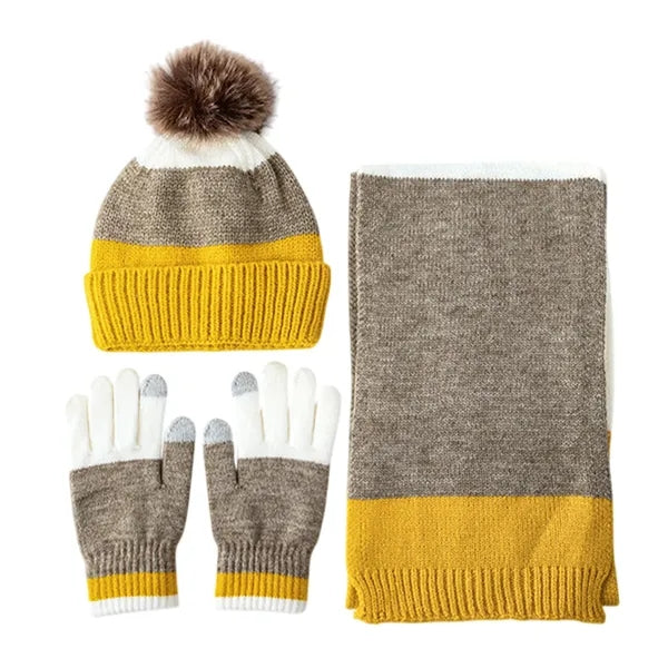 Kids' Winter Knit Hat, Scarf, and Gloves Set