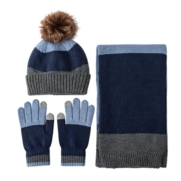 Kids' Winter Knit Hat, Scarf, and Gloves Set