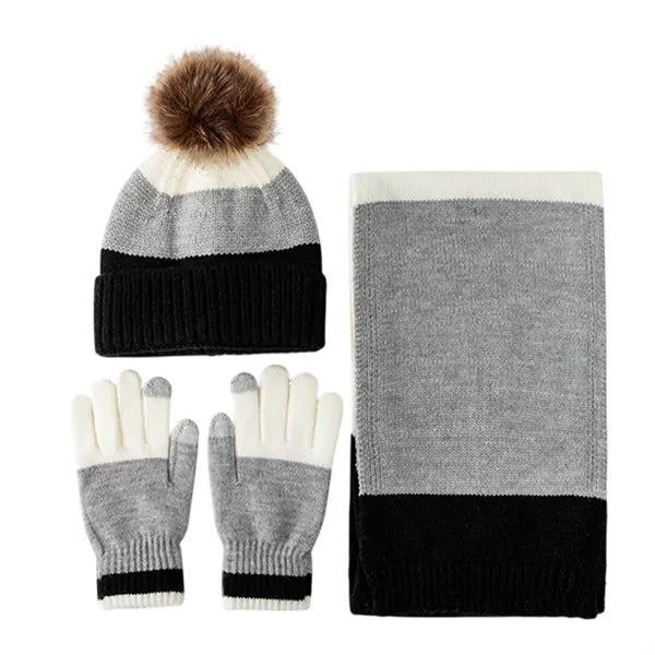 Kids' Winter Knit Hat, Scarf, and Gloves Set
