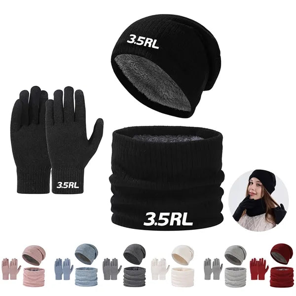 Winter Knit Hat, Scarf, and Gloves Set