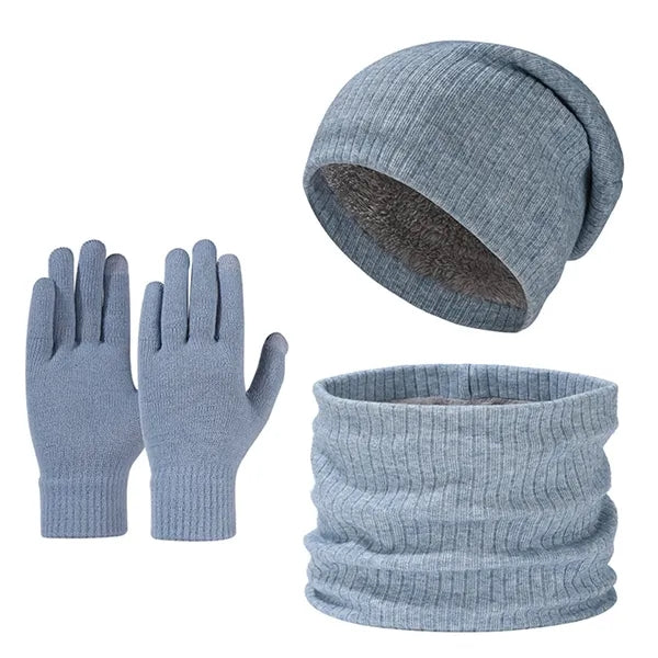 Winter Knit Hat, Scarf, and Gloves Set