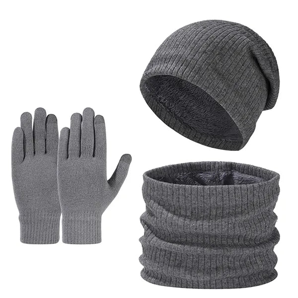 Winter Knit Hat, Scarf, and Gloves Set